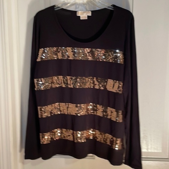 MICHAEL Michael Kors Tops - Michael Kors size M black and sequin gold top